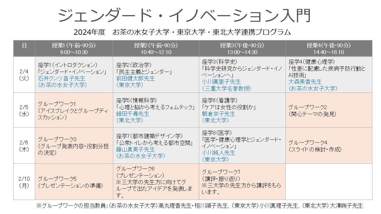 三大学時間割