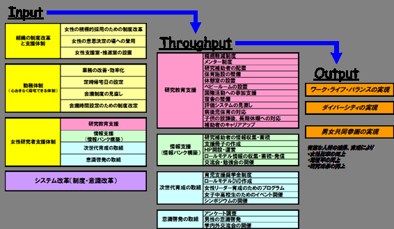 雇用環境と体制を有効に活用するための具体的な支援・取組（お茶大モデル）